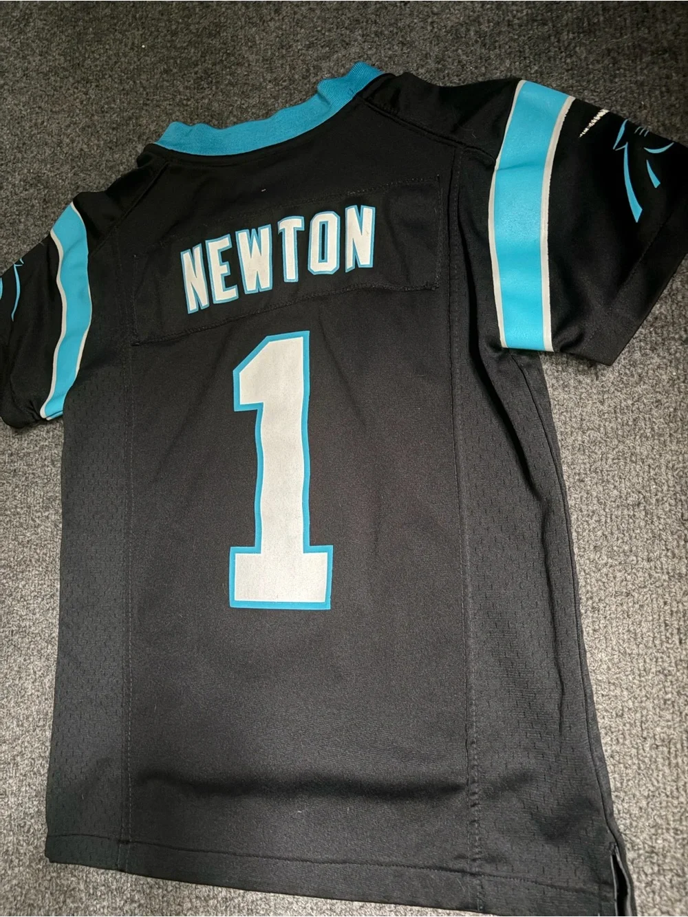 Cam Newton Nike Kids Carolina Panthers Black & Blue #1 Jersey